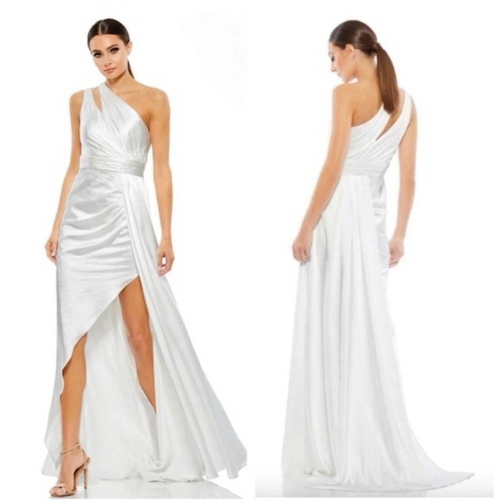 NWT Mac Duggal ONE SHOULDER CUTOUT‎ CHARMEUSE GOWN
49006 White Sz 6 $398